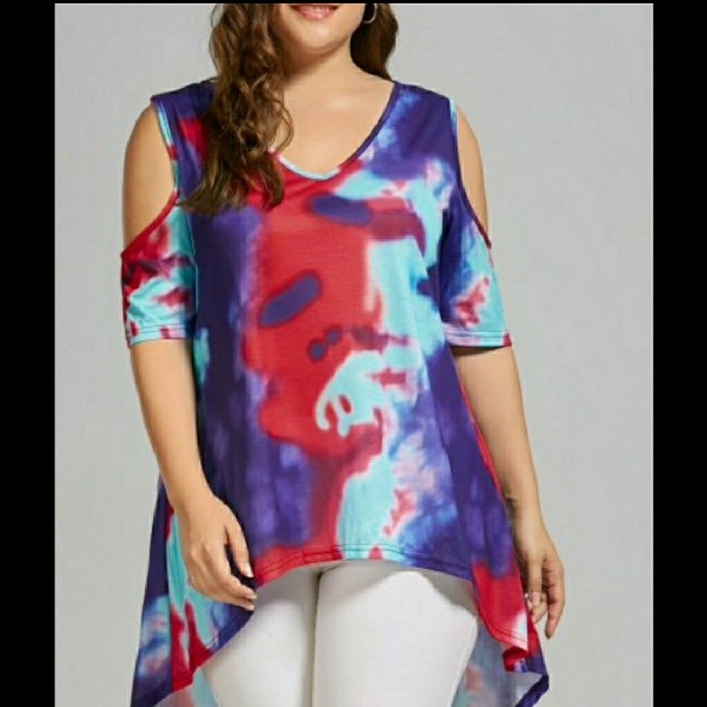 NEW Plus size Tie dye cold shoulder
